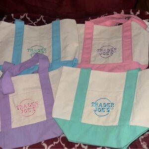 Trader Joe's Canvas Tote Bags Pastel 4pk